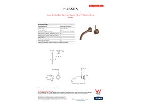 Specification Sheet - Sussex Oria Wall Bath Mixer Outlet System 215mm PVD Brushed Bronze