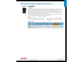 Capacity Data - Copeland CS Series Single Phase