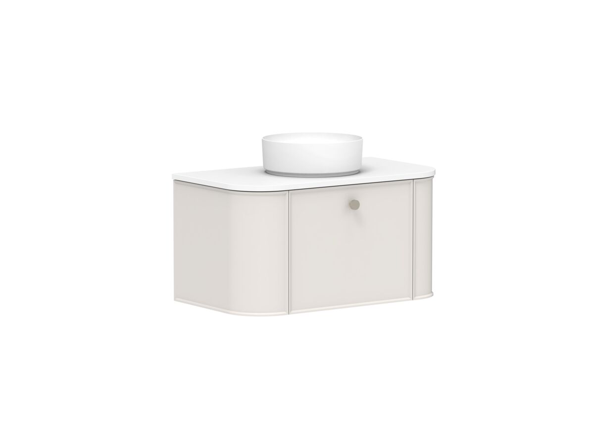 Supporting Image 2 - Kado Era Double Curve All Drawer 900mm Wall Hung Vanity with Centre Basin 20mm Top Feather Grey