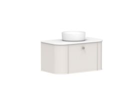 Supporting Image 2 - Kado Era Double Curve All Drawer 900mm Wall Hung Vanity with Centre Basin 20mm Top Feather Grey