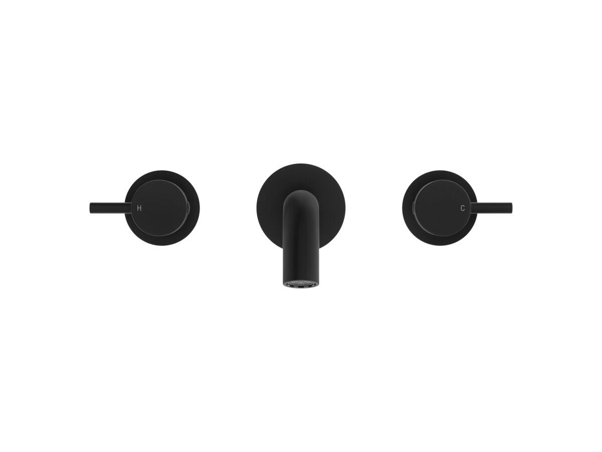 Supporting Image 2 - Mizu Drift Wall Basin / Bath Set with Curved Spout 200mm Matte Black (6 Star) Lead Free - Front