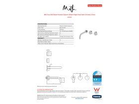 Specification Sheet - Milli Pure Wall Basin Hostess System 200mm Right Hand Satin Chrome (3 Star)