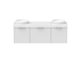 Supporting Image - Kado Neue Fluted Square All Drawer 1500mm Wall Hung Vanity with Double Basin 90mm Top Ultra White