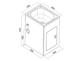 Base Compact Laundry Trough & Cabinet 1 Taphole 45 Litres Stainless Steel/ White