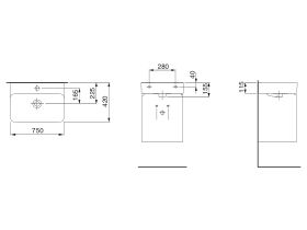 LAUFEN Val Wall Basin with Fixing Bolts with Overflow 1 Taphole 750mm White