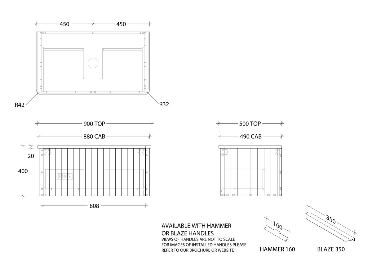 Kado Neue All-Drawer 900 Centre Bowl Wall Hung