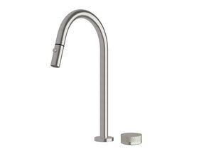Sussex Pure Progressive Sink Mixer Tap Set with Pull Out Spray and Diamond Textured Handle PVD Brushed Nickel (4 Star)