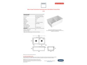 Specification Sheet - Memo Harper Double Bowl Inset/Undermount Sink 850mm Fireclay White