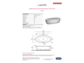 Specification Sheet - LAUFEN Alessi One Freestanding Bath 2030 x 1020mm White