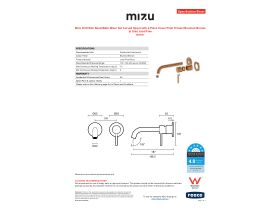 Specification Sheet - Mizu Drift Wall Basin/Bath Mixer Set Curved Spout with 2-Piece Cover Plate Trimset Brushed Bronze (6 Star) Lead Free