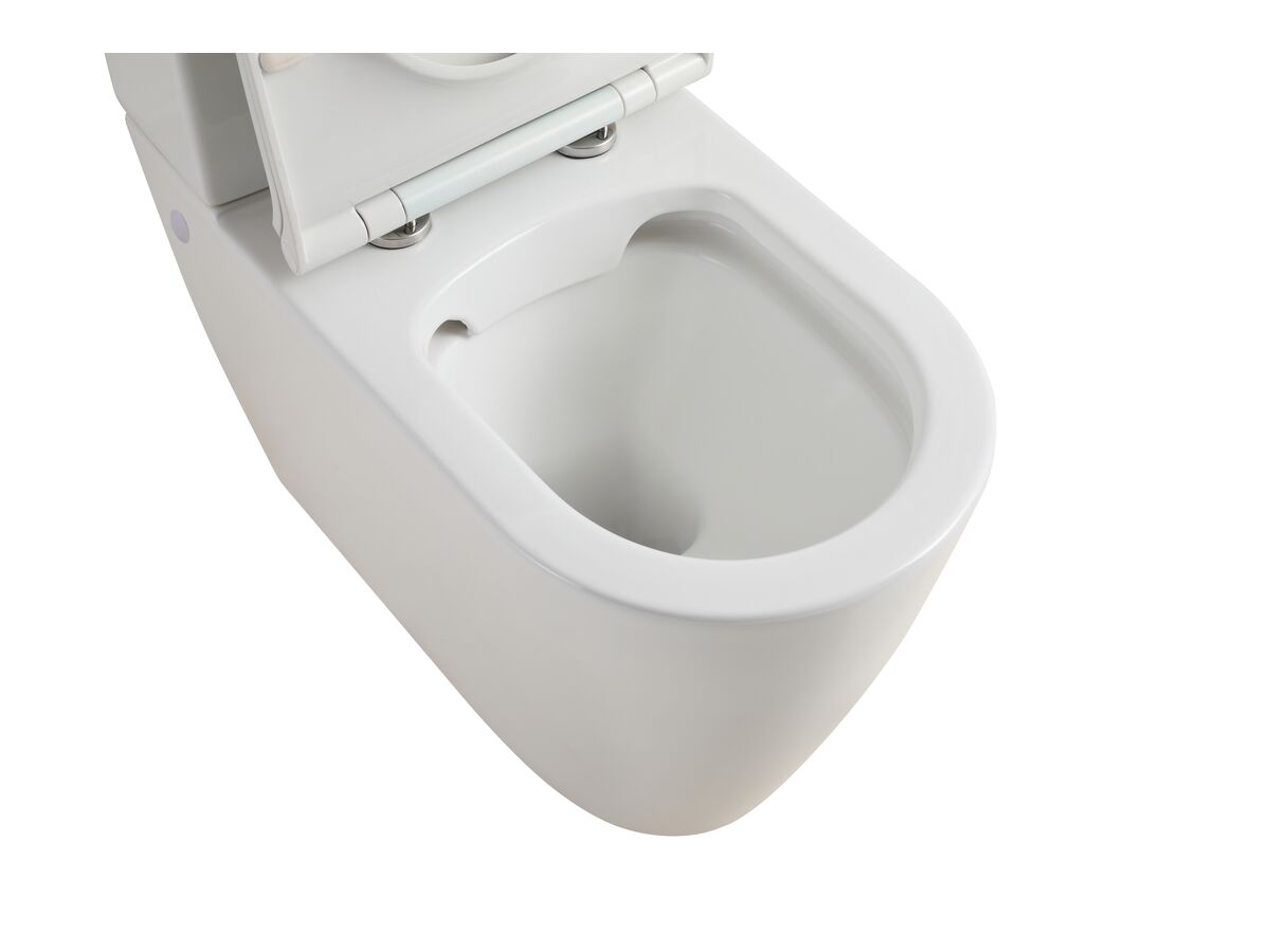 Kado Lux Close Coupled Back To Wall Rimless Overheight Bottom Inlet Toilet Suite with Thin Soft Close Quick Release Seat (4 Star)