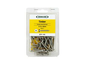 Bridgland Counter Sunk Screw Treated Pine Class 3 8-10 x 40mm (100)