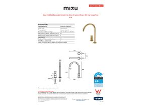Specification Sheet - Mizu Drift Dial Extended Height Hob Mixer Brushed Brass (5/6 Star) Lead Free
