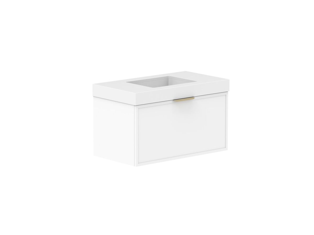 Supporting Image - Kado Lux Slim All Drawer 900mm Wall Hung Vanity with Centre Basin 90mm Top Matte White
