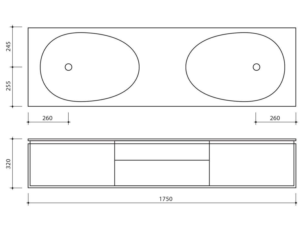 ISSY Glide Wall Hung Vanity Unit Double Basin 4 Drawers 1750mm White