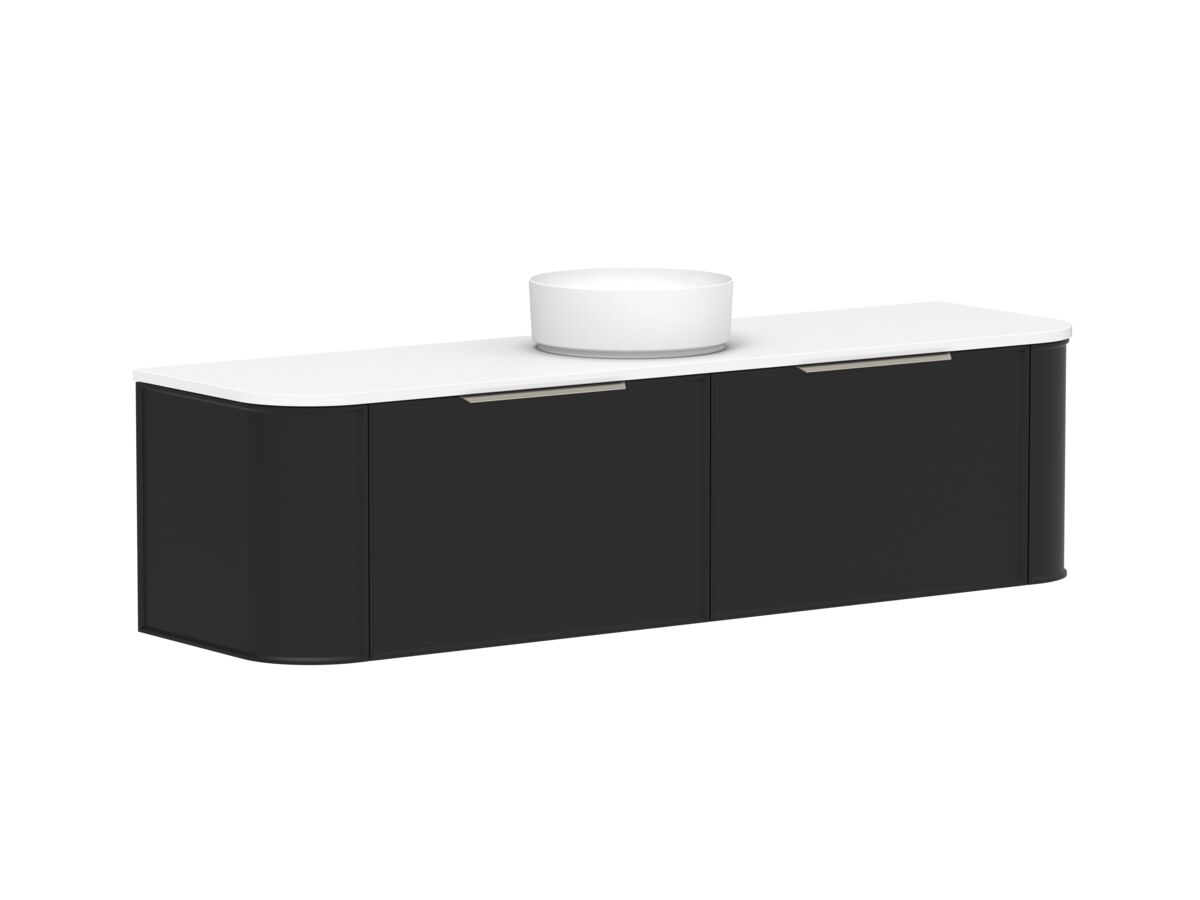 Supporting Image 2 - Kado Era Double Curve All Drawer 1800mm Wall Hung Vanity with Centre Basin 20mm Top Matte Black