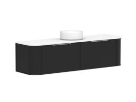 Supporting Image 2 - Kado Era Double Curve All Drawer 1800mm Wall Hung Vanity with Centre Basin 20mm Top Matte Black