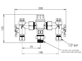 Aquablend 1000 Thermostatic Mixing Valve & Isolating Valves 15mm