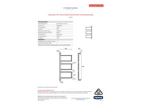 Specification Sheet - Hydrotherm Pure Swivel Heated Towel Rail 400 x 945mm Matte Black