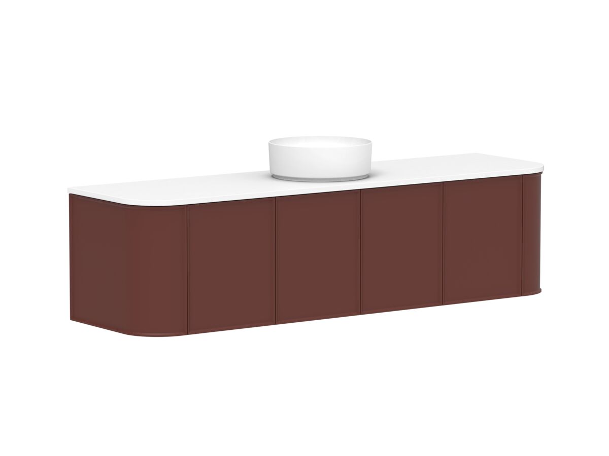 Supporting Image 2 - Kado Era Double Curve All Door 1800mm Wall Hung Vanity with Centre Basin 20mm Top Red Marble
