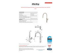 Specification Sheet - Mizu Silk Pull Out Gooseneck Sink Mixer 2 Functions Brushed Nickel (5 Star) Lead Free