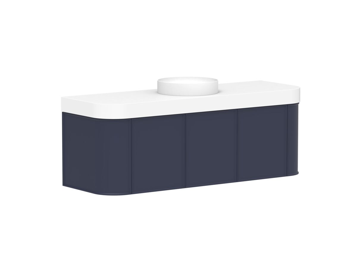 Supporting Image 2 - Kado Era Double Curve All Door 1500mm Wall Hung Vanity Centre Basin 90mm Durasein Top Royal Battle Blue