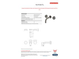 Specification Sheet - Sussex Pure Bath Set 160mm with Diamond Textured Handles PVD Brushed Gunmetal Lead Free