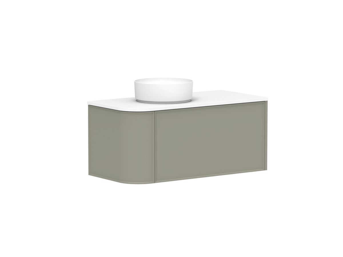 Supporting Image - Kado Era Single Curve All Drawer 1050mm Wall Hung Vanity with Left Hand Basin 20mm Top Wolfram Green