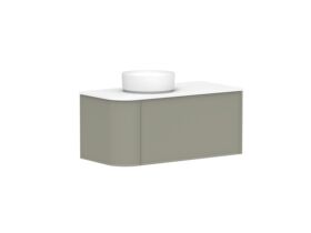 Supporting Image - Kado Era Single Curve All Drawer 1050mm Wall Hung Vanity with Left Hand Basin 20mm Top Wolfram Green