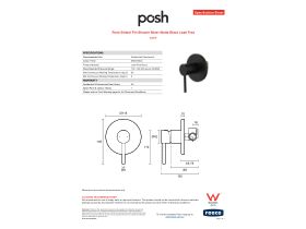 Specification Sheet - Posh Bristol Pin Shower Mixer Matte Black Lead Free