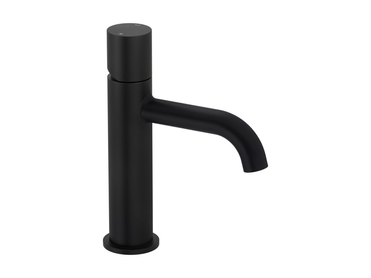 Hero - Mizu Drift Dial Basin Mixer Tap Curved Spout Matte Black (6 Star) Lead Free
