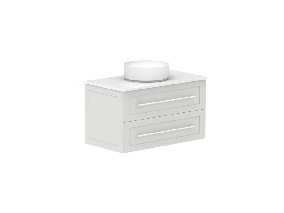 Supporting Image - Kado Lux All Drawer 900mm Wall Hung Vanity Centre Basin 20mm - Feather Grey - Angle