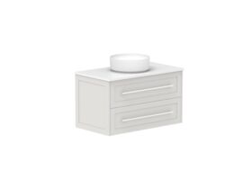 Supporting Image - Kado Lux All Drawer 900mm Wall Hung Vanity Centre Basin 20mm - Feather Grey - Angle