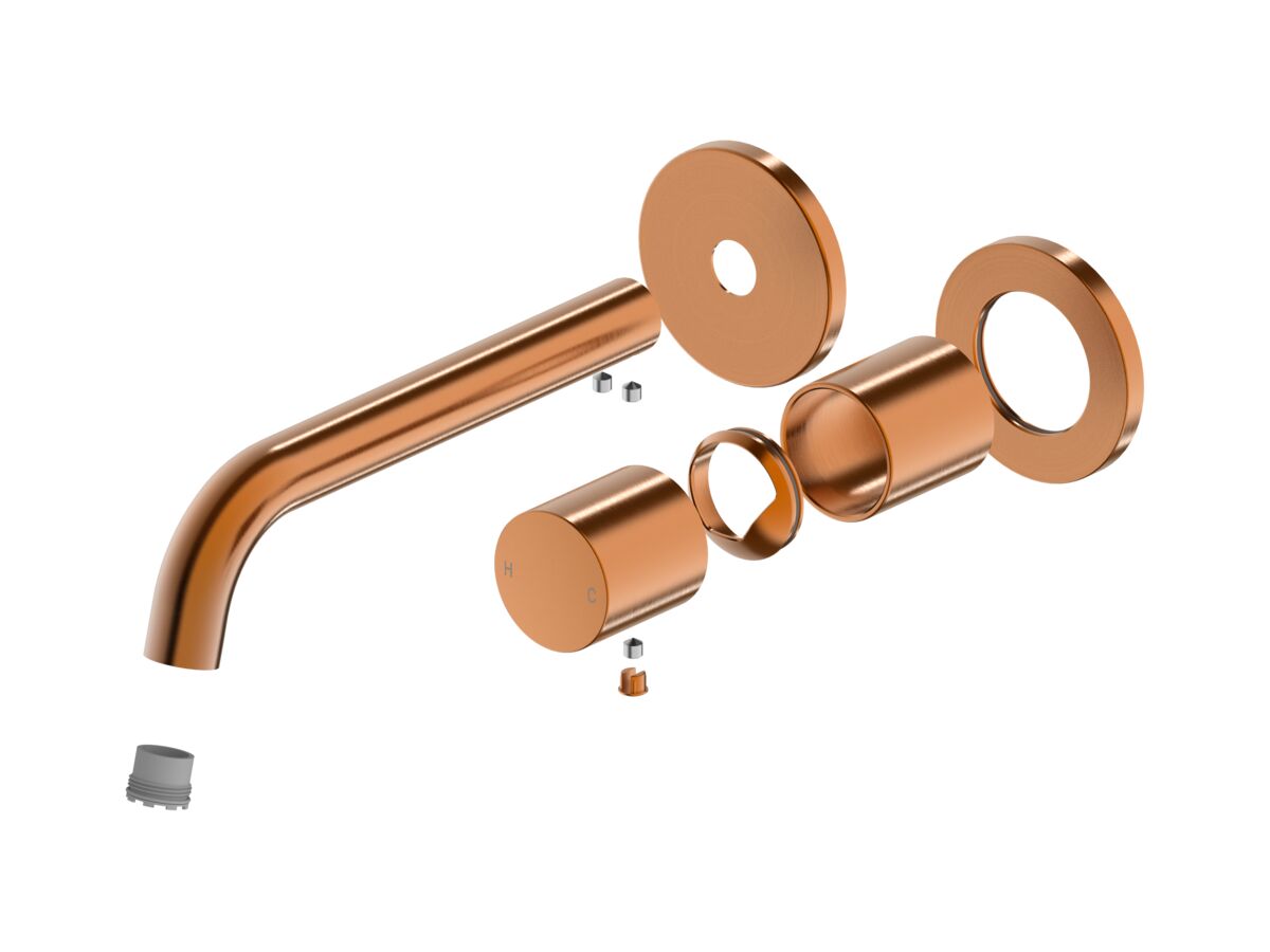 Hero - Mizu Drift Dial Wall Basin / Bath Mixer Tap Set 2-Piece Cover Plate Trimset Brushed Bronze (6 Star) Lead Free