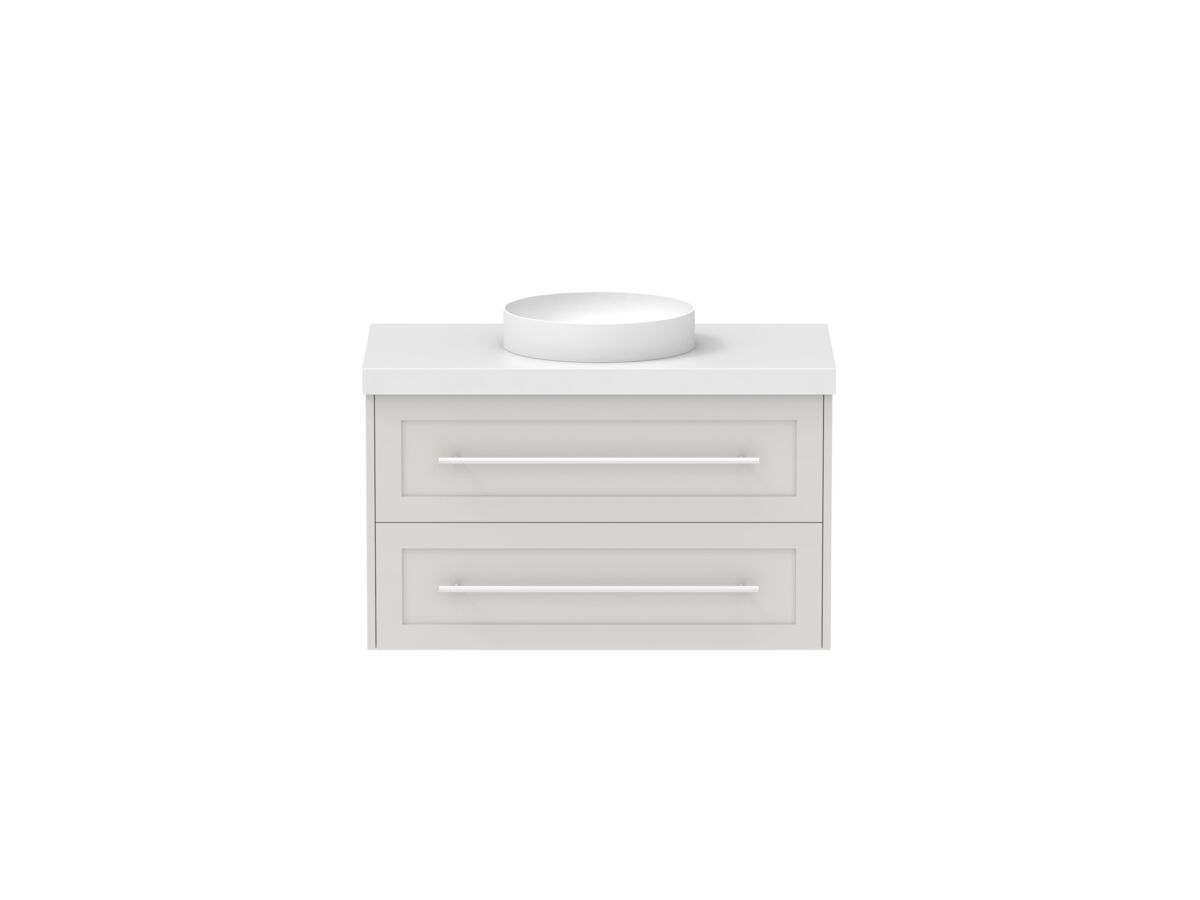 Hero - Kado Lux 900mm All Drawer Wall Hung Vanity Unit 2 Drawers Centre Bowl Vanity 50mm Top