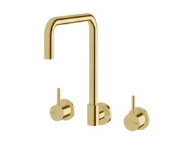 Hero - Sussex Scala Wall Sink Set Square LUX PVD Brushed Pure Gold (3 Star)