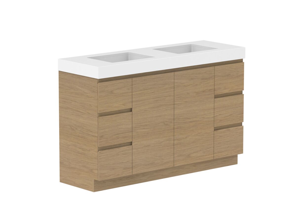 Supporting Image - Posh Domaine 1500mm Floor Mount Vanity Unit Conventional Double Bowl 90mm Top