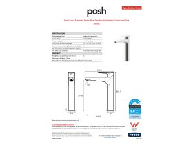 Specification Sheet - Posh Solus Extended Basin Mixer Tap Brushed Nickel (5 Star) Lead Free