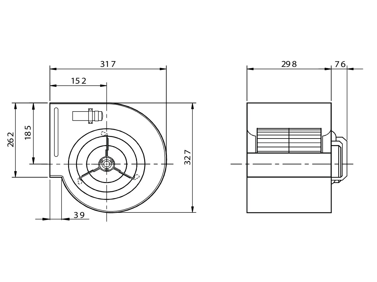 Kruger Centrifugal Fan KDD9/9T 550W4P-1 3S
