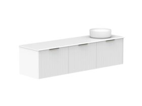 Supporting Image 2- Kado Neue Fluted Square All Drawer 1800mm Wall Hung Vanity with Right Hand Basin 20mm Top Ultra White