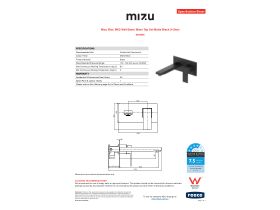 Specification Sheet - Mizu Bloc MK2 Wall Basin Mixer Tap Set Matte Black (4 Star)