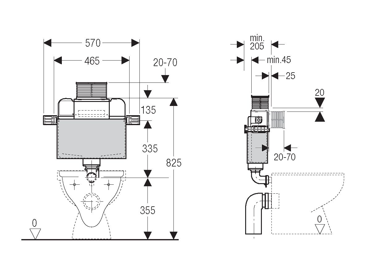 Geberit 150 Under Counter Cistern (Back To Wall) Mechanical (4 Star)