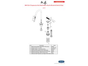Component Listing - Milli Etch Hob Basin Mixer Set Brushed Gold (6 Star)