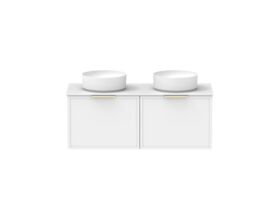 Supporting Image - Kado Lux Slim All Drawer 1200mm Wall Hung Vanity with Double Basin Durasein 12mm Top Matte White