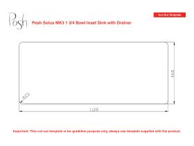 Cut Out Template - Posh Solus MK3 1 3/4 Bowl Inset Sink, 1 Taphole, Stainless Steel