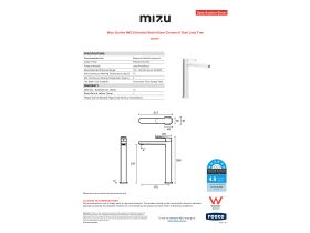 Specification Sheet - Mizu Soothe MK2 Extended Basin Mixer Chrome (6 Star) Lead Free