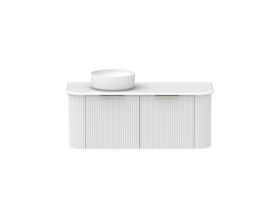 Supporting Image - Kado Neue Fluted Double Curve All Drawer 1200 Wall Hung Vanity with Left Hand Basin 20mm Ultra White