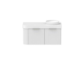 Supporting Image - Kado Neue Fluted Single Curve All Drawer 1050mm Wall Hung Vanity with Right Hand Basin Durasein 90mm Top Ultra White
