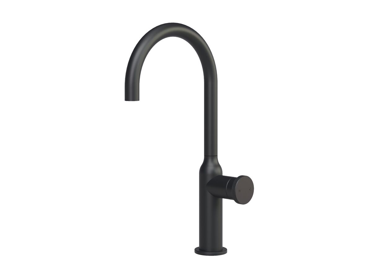 Hero - Faucet Strommen Vara Disc Gooseneck Basin Mixer Tap Matte Black (6 Star) Lead Free