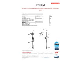 Specification Sheet - Mizu Drift Twin Rail Shower 250mm ABS Overhead with Top Rail Water Inlet Brushed Gunmetal (5 Star)